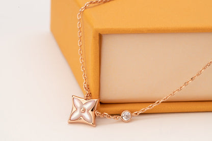 [Okajuri Jewelry]STAR PINK MOP 1 DIAMOND PINK GOLD NECKLACE