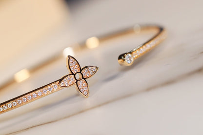 [Okajuri Jewelry]IDYLLE GOLD OPEN BRACELET DIAMOND PAVED