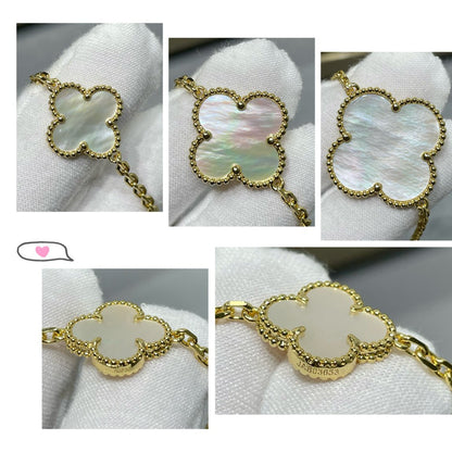 [Okajuri Jewelry]CLOVER 16 MOTIF WHITE MOP GOLD NECKLACE