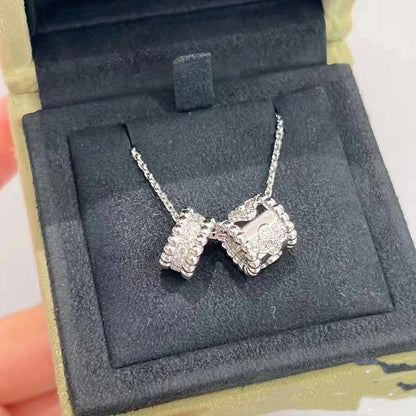 [Okajuri Jewelry]PERLEE DOUBLE PENDANT SILVER DIAMOND NECKLACE