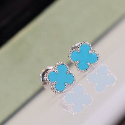 [Okajuri Jewelry]CLOVER MINI TURQUOISE SILVER STUD EARRINGS