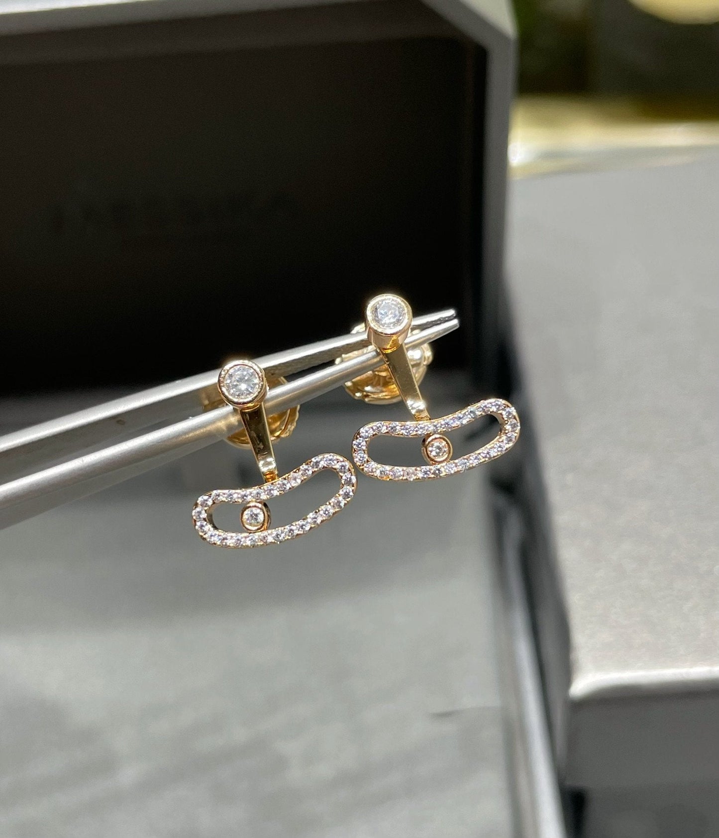[Okajuri Jewelry]MOVE UNO PINK GOLD DIAMOND EARRINGS
