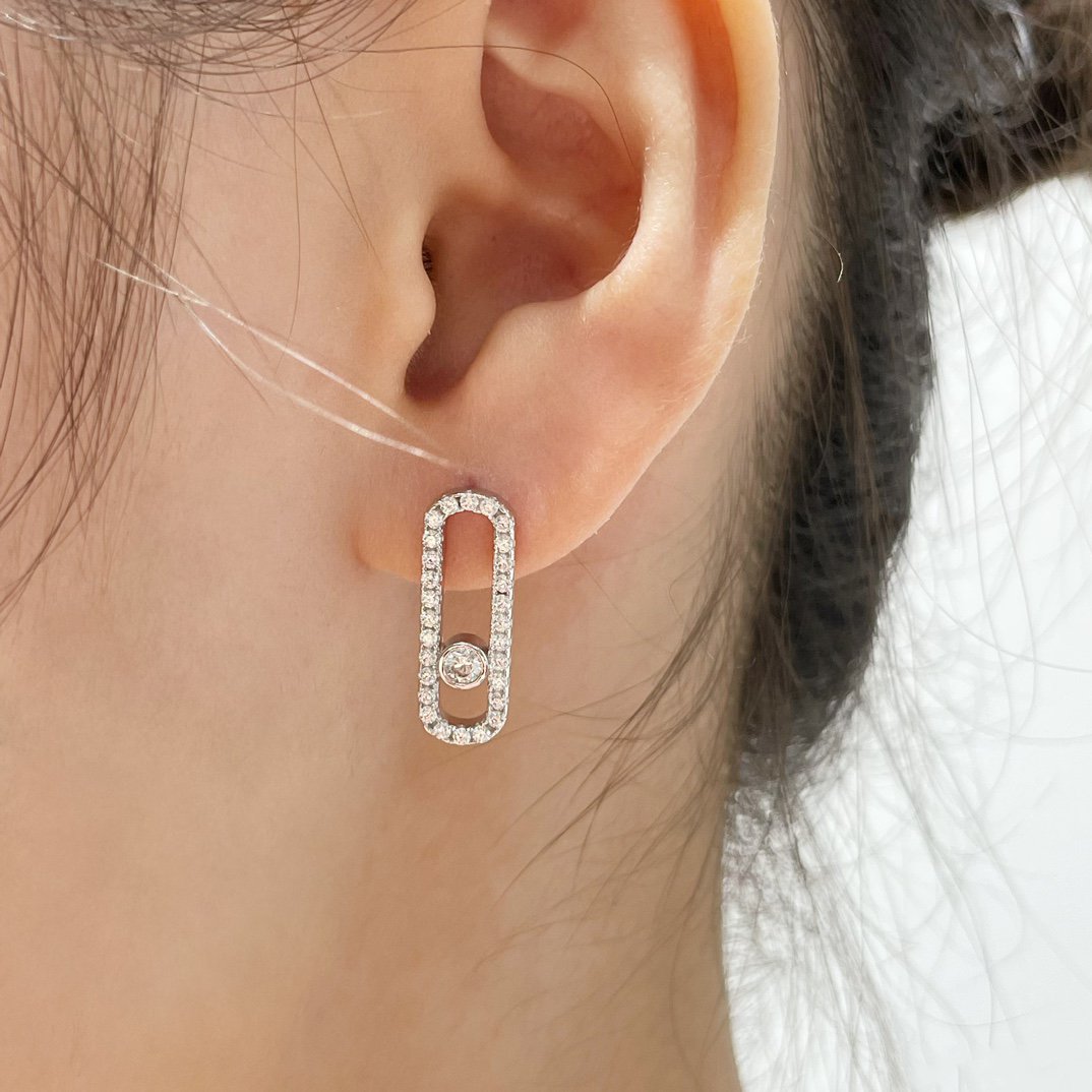 [Okajuri Jewelry]MOVE UNO STUD DIAMOND PAVED EARRINGS
