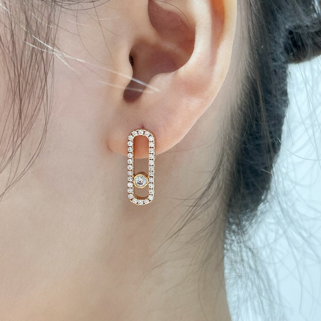 [Okajuri Jewelry]MOVE UNO STUD DIAMOND PAVED EARRINGS