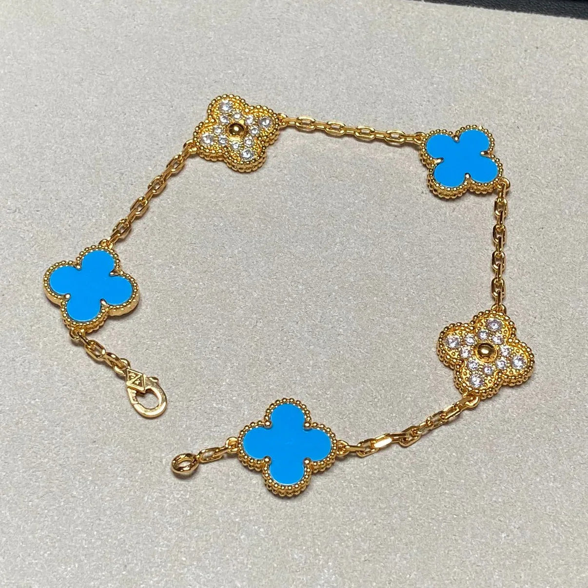 [Okajuri Jewelry]  CLOVER 5 MOTIF BLUE AGATE BRACELET COLLECTION
