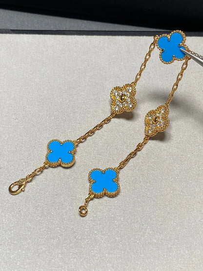 [Okajuri Jewelry]  CLOVER 5 MOTIF BLUE AGATE BRACELET COLLECTION