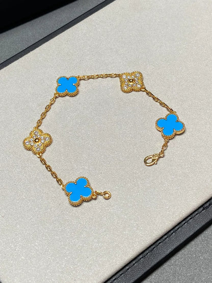 [Okajuri Jewelry]  CLOVER 5 MOTIF BLUE AGATE BRACELET COLLECTION