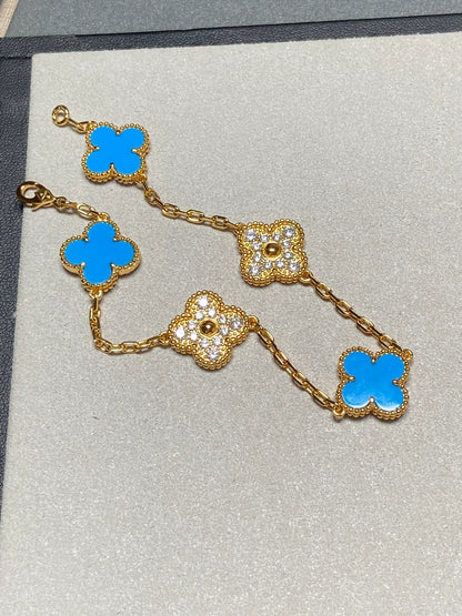 [Okajuri Jewelry]  CLOVER 5 MOTIF BLUE AGATE BRACELET COLLECTION