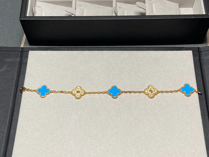 [Okajuri Jewelry]  CLOVER 5 MOTIF BLUE AGATE BRACELET COLLECTION
