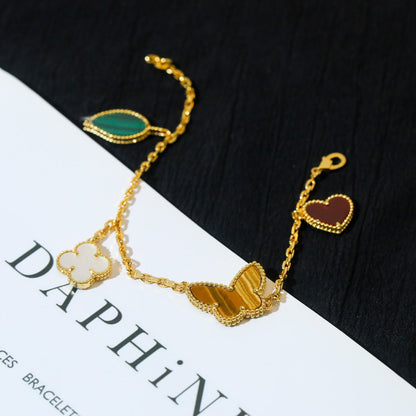 [Okajuri Jewelry]LUCKY SPRING 5 MOTIF GOLD BRACELET