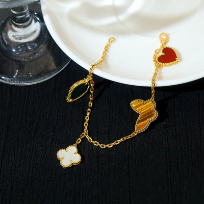 [Okajuri Jewelry]LUCKY SPRING 5 MOTIF GOLD BRACELET