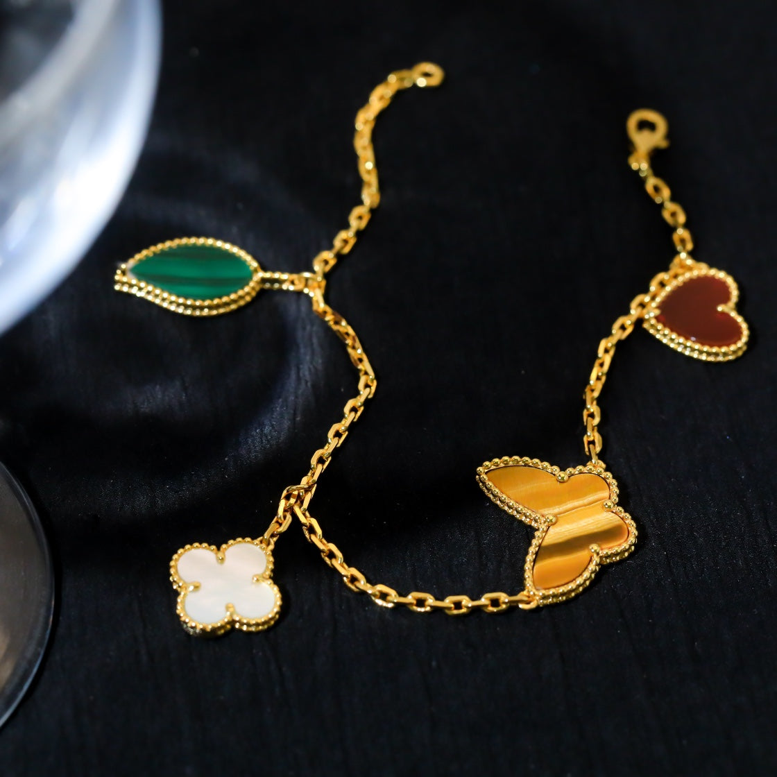 [Okajuri Jewelry]LUCKY SPRING 5 MOTIF GOLD BRACELET