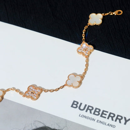 [Okajuri Jewelry]CLOVER BRACELET 5 MOTIF WHITE MOP DIAMOND