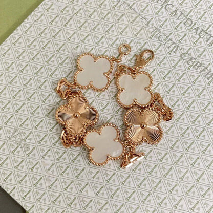 [Okajuri Jewelry]CLOVER WHITE PEARL MOP 5 MOTIF BRACELET COLLECTION