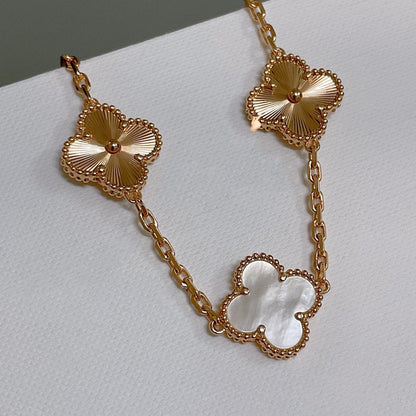 [Okajuri Jewelry]CLOVER BRACELET 5 MOTIF WHITE MOP PINK GOLD