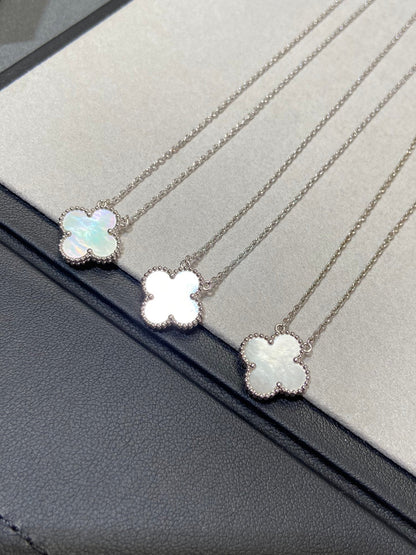 [Okajuri Jewelry]CLOVER MEDIUM SILVER WHITE MOP NECKLACE