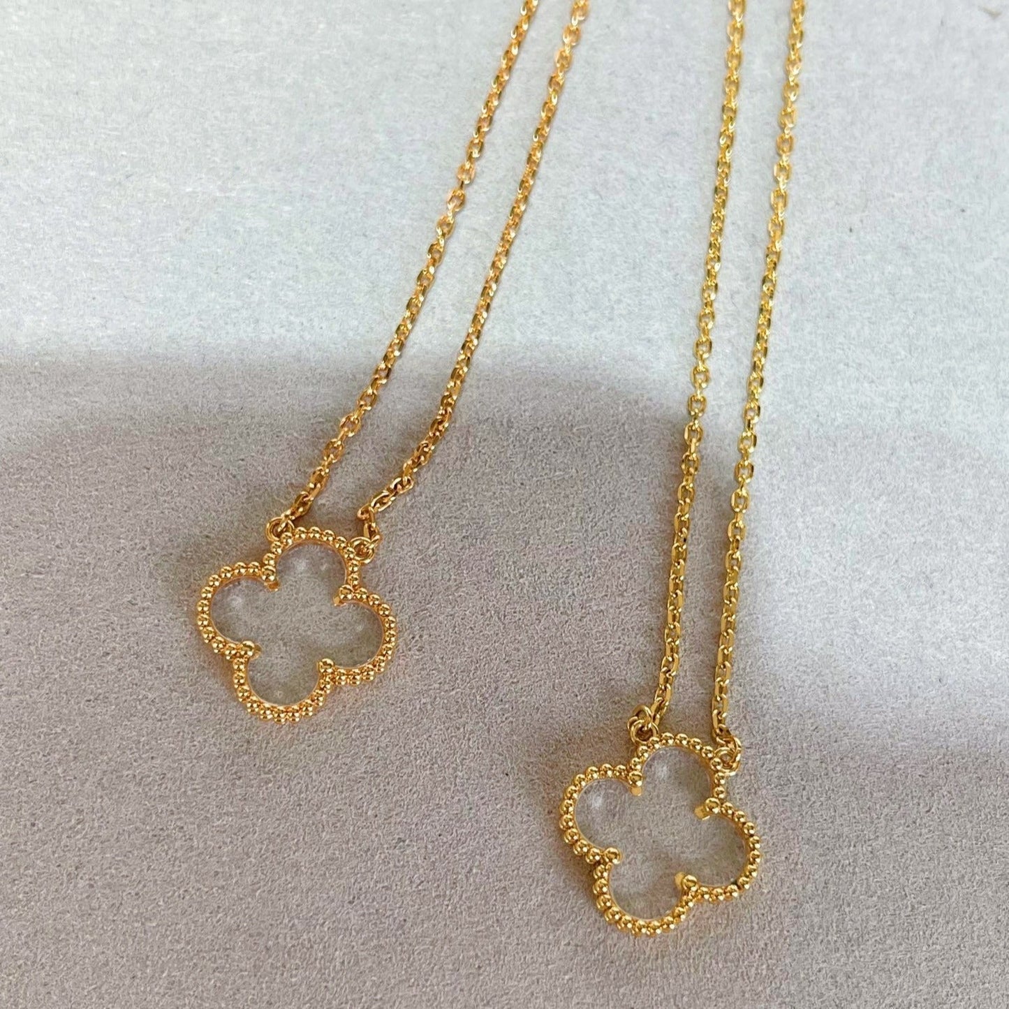 [Okajuri Jewelry]CLOVER ROCK CRYSTAL ROSE GOLD NECKLACE