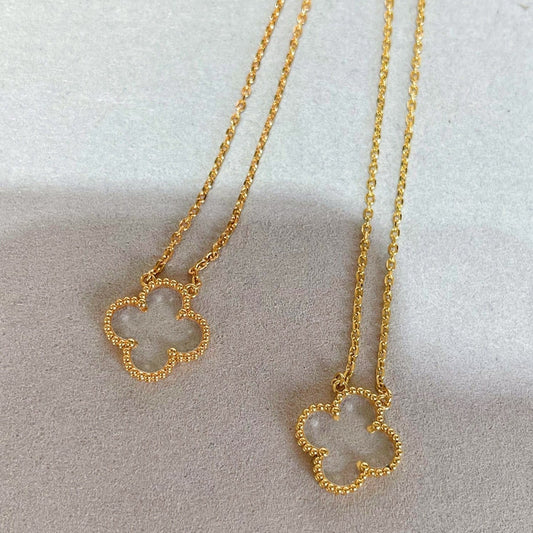 [Okajuri Jewelry]CLOVER ROCK CRYSTAL ROSE GOLD NECKLACE