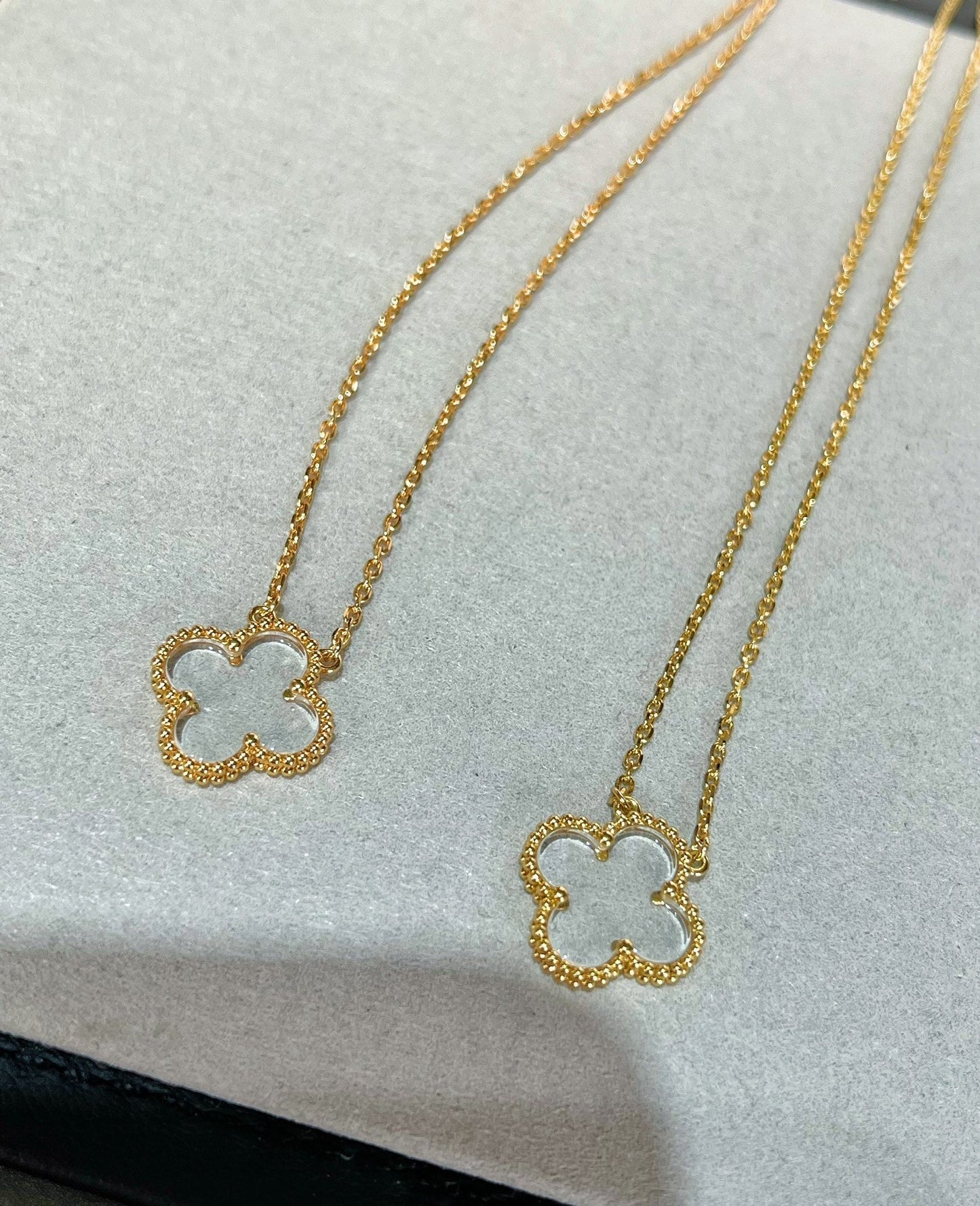 [Okajuri Jewelry]CLOVER ROCK CRYSTAL ROSE GOLD NECKLACE