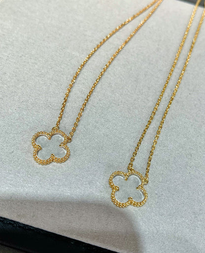 [Okajuri Jewelry]CLOVER ROCK CRYSTAL ROSE GOLD NECKLACE