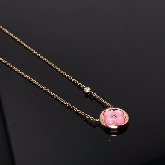 [Okajuri Jewelry]COLOR BLOSSOM PINK MOP SUN GOLD NECKLACE