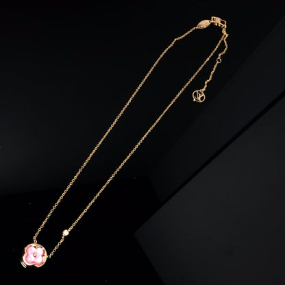[Okajuri Jewelry]COLOR BLOSSOM PINK MOP SUN GOLD NECKLACE