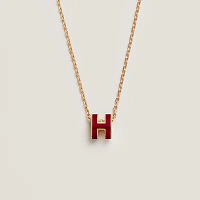 [Okajuri Jewelry]HM CLIC RED ENAMEL GOLD NECKLACE