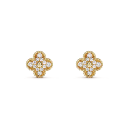 [Okajuri Jewelry]CLOVER MEDIUM 1 MOTIFS FUll DIAMOND EARRINGS
