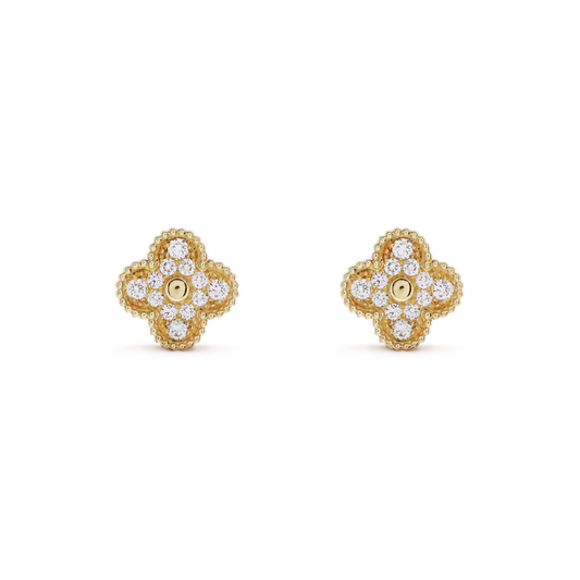[Okajuri Jewelry]CLOVER MEDIUM 1 MOTIFS FUll DIAMOND EARRINGS