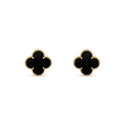 [Okajuri Jewelry] CLOVER MEDIUM 1 MOTIFS  ONYX STUD EARRINGS