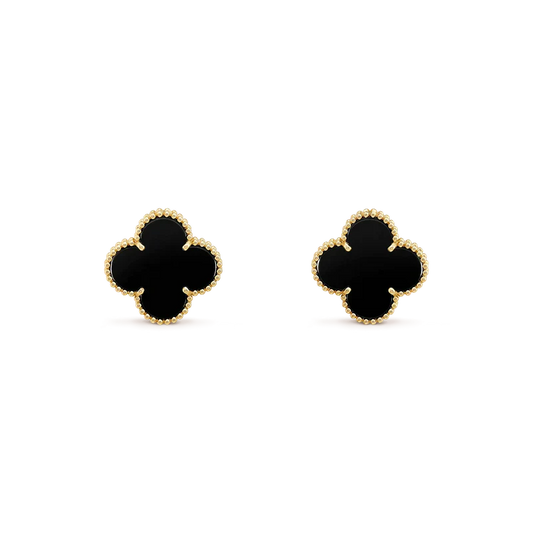 [Okajuri Jewelry] CLOVER MEDIUM 1 MOTIFS  ONYX STUD EARRINGS