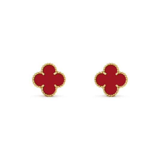 [Okajuri Jewelry]CLOVER MINI 9.5MM CARNELIAN EARRINGS