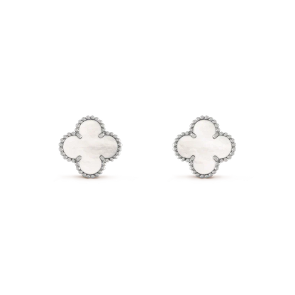 [Okajuri Jewelry]CLOVER MEDIUM 1 MOTIFS  WHITE MOP EARRINGS SILVER