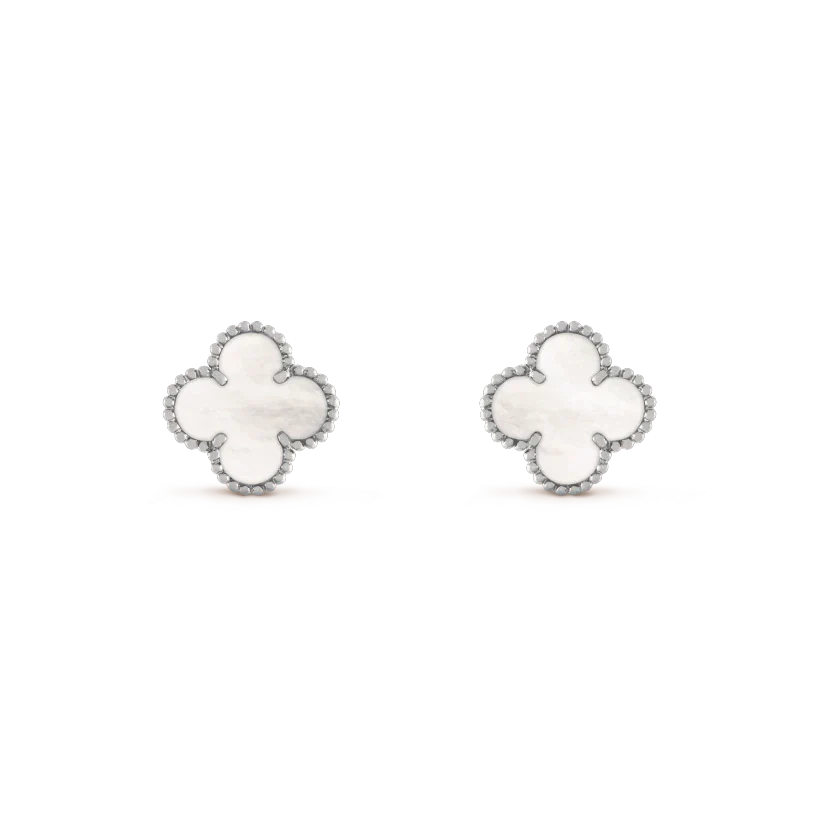 [Okajuri Jewelry] CLOVER MEDIUM 1 MOTIFS  WHITE MOP EARRINGS SILVER