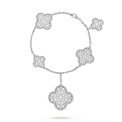 [Okajuri Jewelry]CLOVER 6 MOTIFS SILVER DIAMOND BRACELET