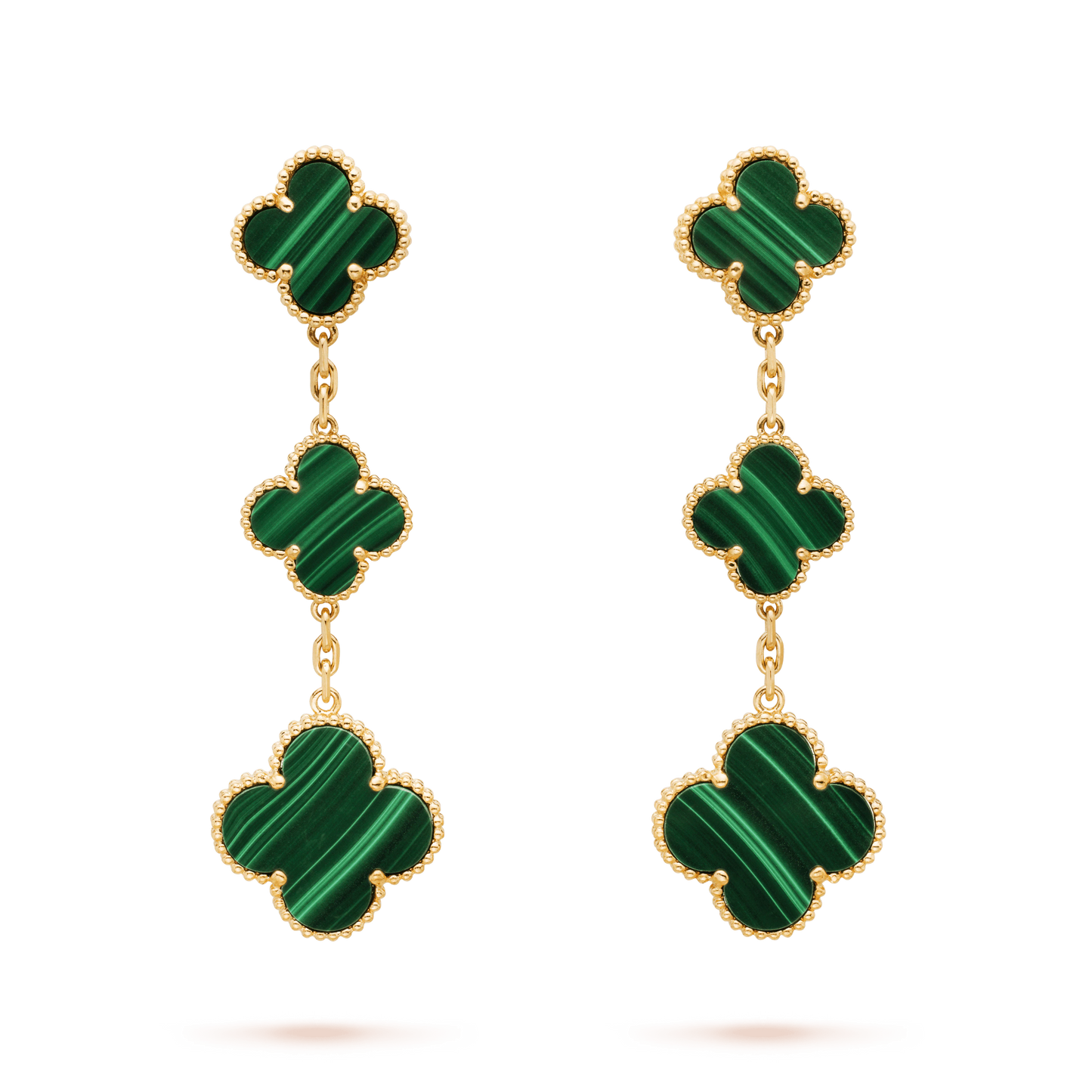 [Okajuri Jewelry]CLOVER MALACHITE 3 MOTIFS GOLD