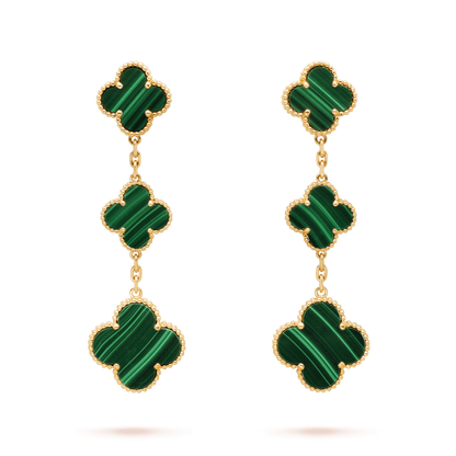 [Okajuri Jewelry]CLOVER MALACHITE 3 MOTIFS GOLD