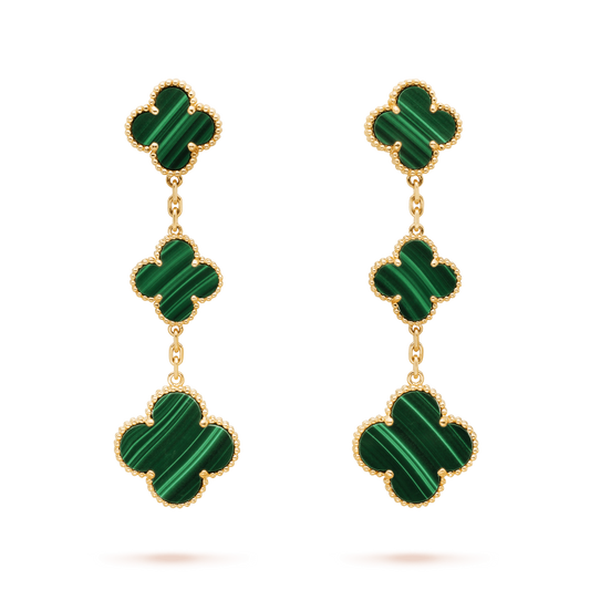 [Okajuri Jewelry]CLOVER MALACHITE 3 MOTIFS GOLD