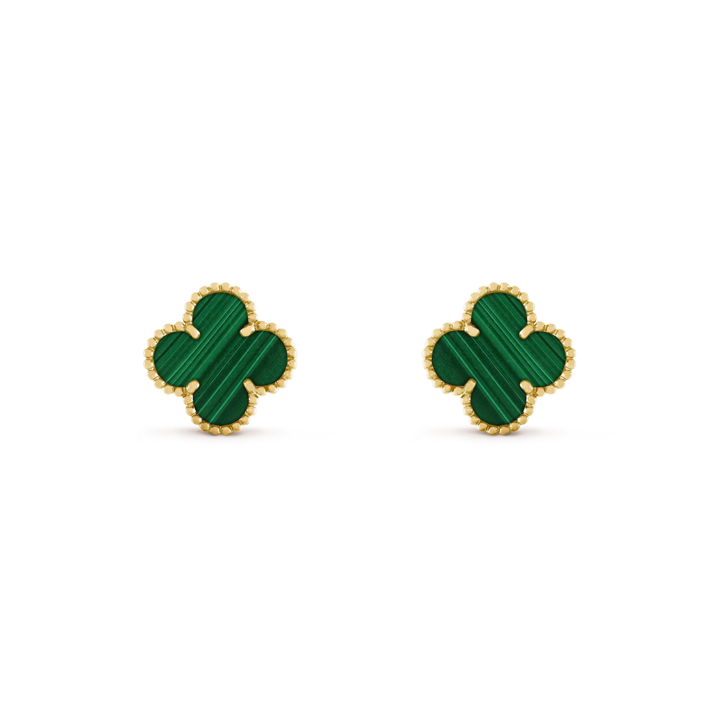 [Okajuri Jewelry]CLOVER MEDIUM 1 MOTIFS MALACHITE  EARRINGS