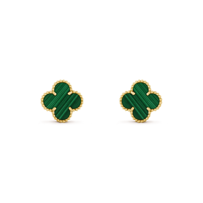 [Okajuri Jewelry]CLOVER MEDIUM 1 MOTIFS MALACHITE  EARRINGS