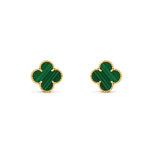 [Okajuri Jewelry]CLOVER MEDIUM 1 MOTIFS MALACHITE  EARRINGS