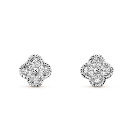 [Okajuri Jewelry]CLOVER MINI DIAMOND STUD EARRINGS