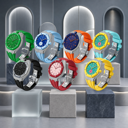Royal Oak Pop Exclusive Steel Case With Diamond(Moissanite) & Silicone Strap