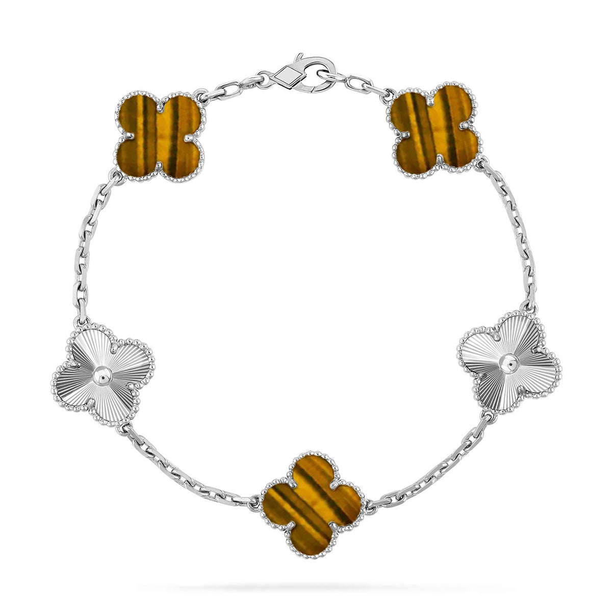 [Okajuri Jewelry] CLOVER 5 MOTIFS TIGER EYE BRACELET COLLECTION