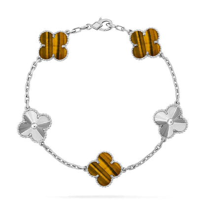 [Okajuri Jewelry] CLOVER 5 MOTIFS TIGER EYE BRACELET COLLECTION