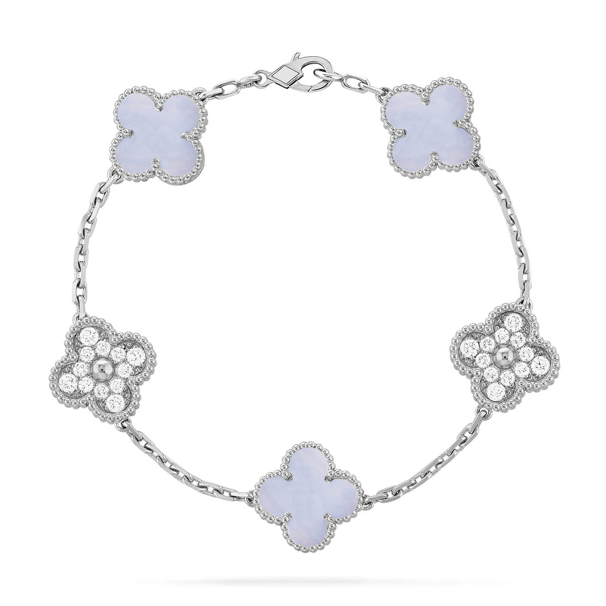 [Okajuri Jewelry] CLOVER 5 MOTIF PURPLE CHALCEDONY BRACELET COLLECTION