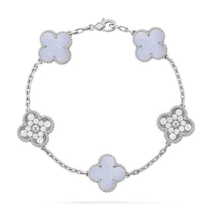 [Okajuri Jewelry] CLOVER 5 MOTIF PURPLE CHALCEDONY BRACELET COLLECTION