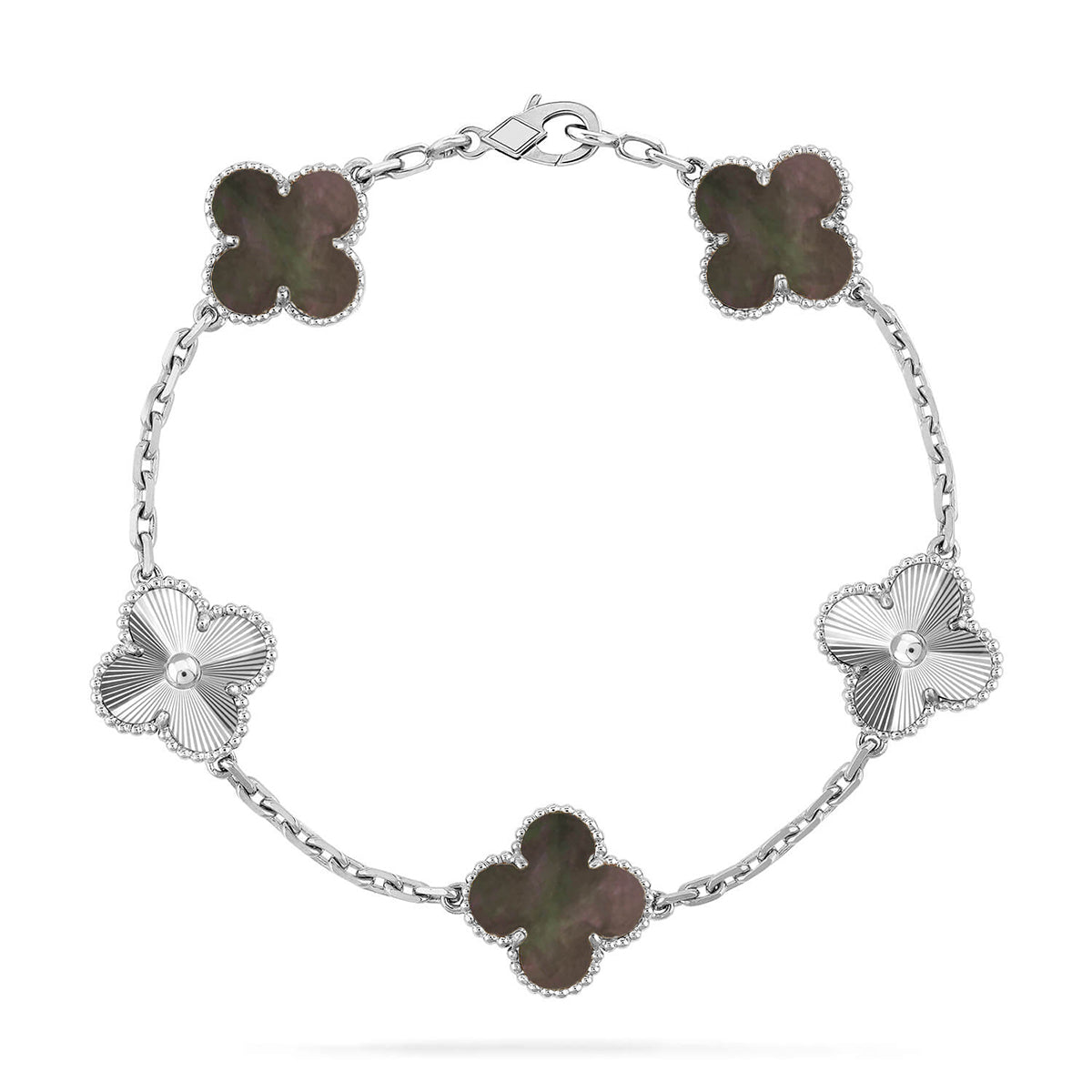 [Okajuri Jewelry] CLOVER 5 MOTIF GRAY MOP BRACELET COLLECTION