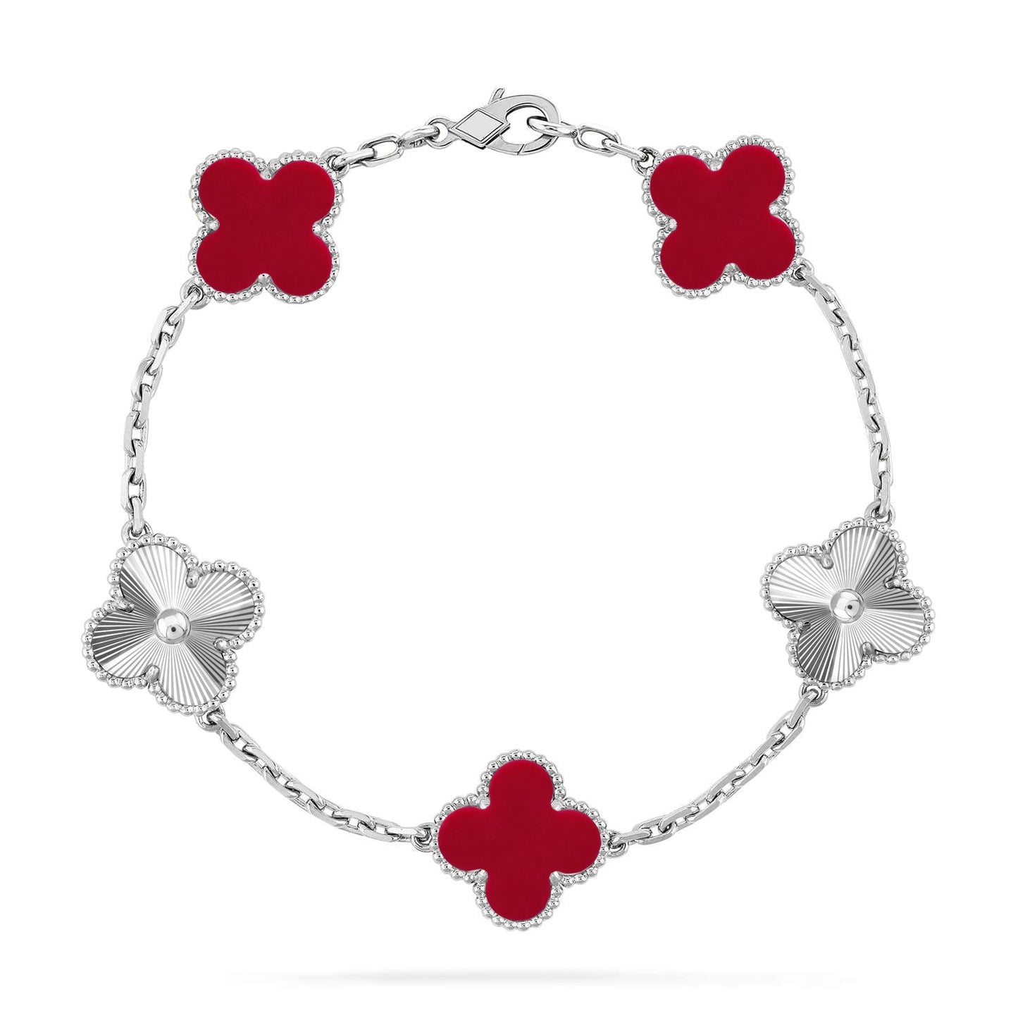 [Okajuri Jewelry] CLOVER 5 MOTIF RED CORNELIAN BRACELET COLLECTION