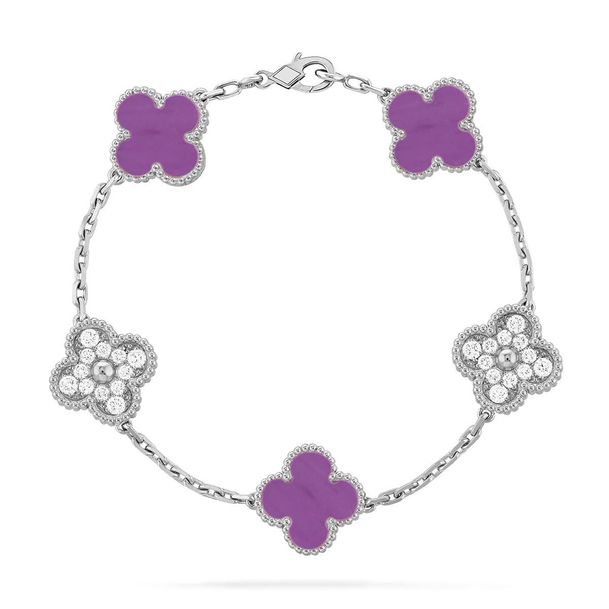 [Okajuri Jewelry] CLOVER 5 MOTIF VIOLET BRACELET COLLECTION